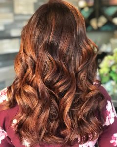 natural medium brown hair with light copper highlights