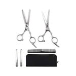 ELFINA Hair Cutting Shears Scissors and Barber Thinning Texturizing Set-Size 6.0 Silver